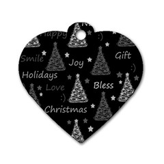 New Year Pattern - Gray Dog Tag Heart (one Side) by Valentinaart