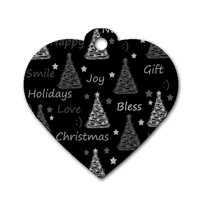 New Year pattern - gray Dog Tag Heart (One Side)