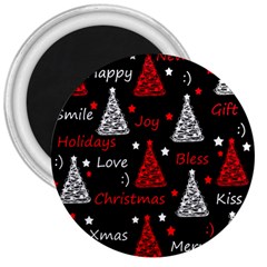 New Year Pattern - Red 3  Magnets by Valentinaart