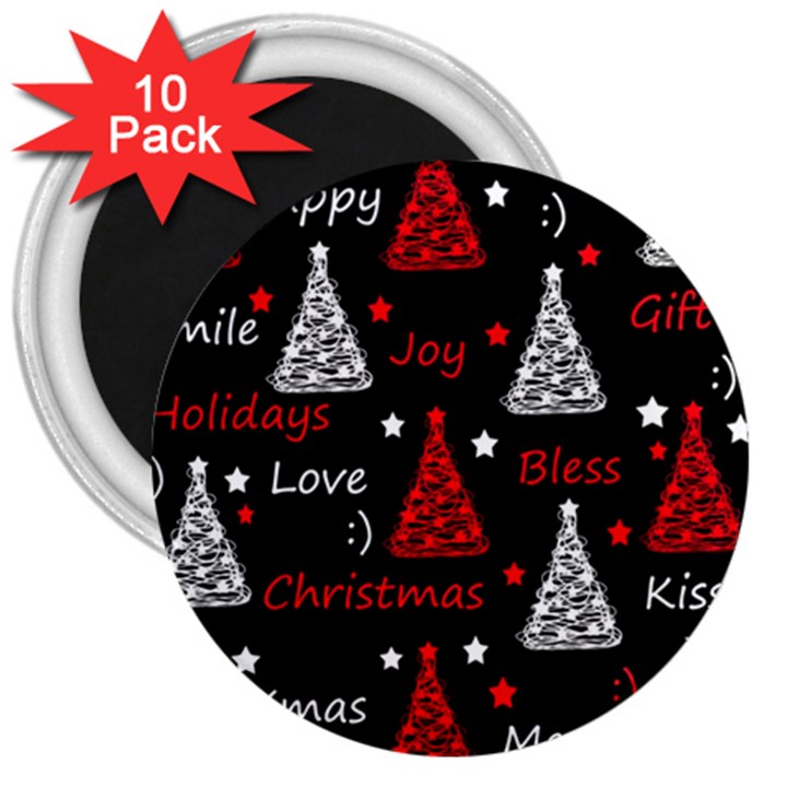 New Year pattern - red 3  Magnets (10 pack) 