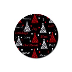 New Year Pattern - Red Rubber Coaster (round)  by Valentinaart