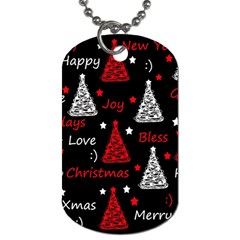 New Year Pattern - Red Dog Tag (one Side) by Valentinaart