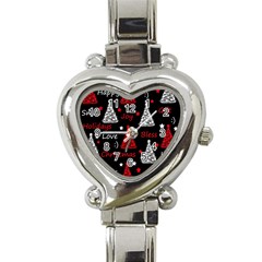 New Year Pattern - Red Heart Italian Charm Watch by Valentinaart