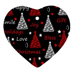 New Year Pattern - Red Heart Ornament (2 Sides) by Valentinaart