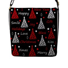 New Year Pattern - Red Flap Messenger Bag (l)  by Valentinaart