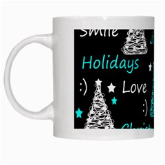 New Year Pattern - Cyan White Mugs by Valentinaart