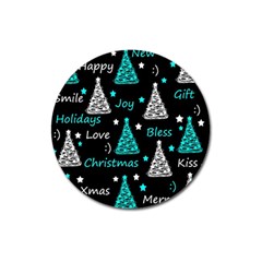 New Year Pattern - Cyan Magnet 3  (round) by Valentinaart