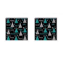 New Year Pattern - Cyan Cufflinks (square) by Valentinaart