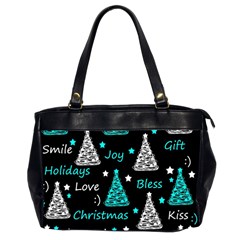 New Year Pattern - Cyan Office Handbags (2 Sides)  by Valentinaart