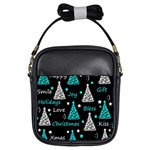 New Year pattern - cyan Girls Sling Bags Front