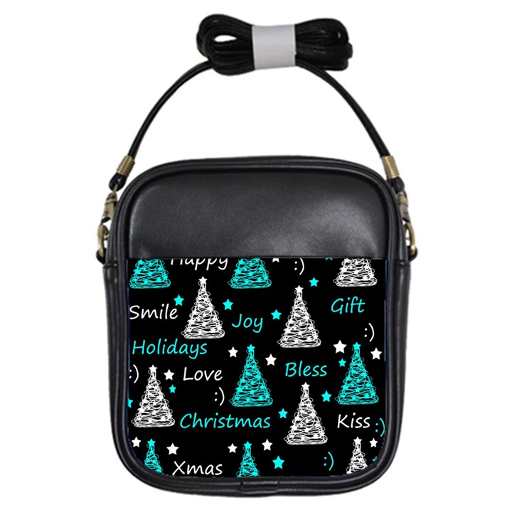 New Year pattern - cyan Girls Sling Bags