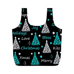 New Year Pattern - Cyan Full Print Recycle Bags (m)  by Valentinaart