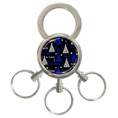 New Year Pattern - Blue 3-ring Key Chains by Valentinaart