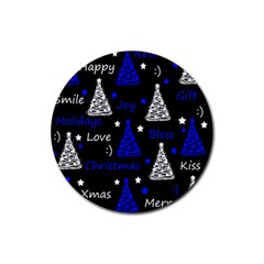 New Year Pattern - Blue Rubber Round Coaster (4 Pack)  by Valentinaart