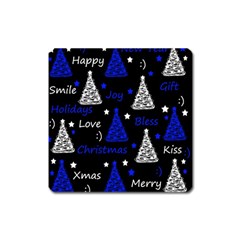 New Year Pattern - Blue Square Magnet by Valentinaart