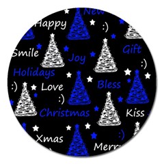 New Year Pattern - Blue Magnet 5  (round) by Valentinaart