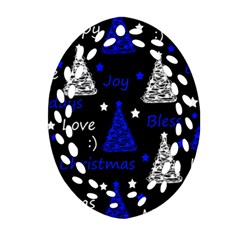 New Year Pattern - Blue Oval Filigree Ornament (2-side) 