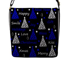 New Year Pattern - Blue Flap Messenger Bag (l) 