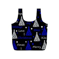 New Year Pattern - Blue Full Print Recycle Bags (s)  by Valentinaart