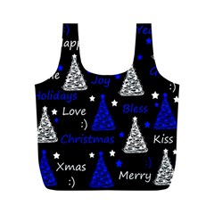 New Year Pattern - Blue Full Print Recycle Bags (m)  by Valentinaart