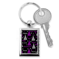 New Year Pattern - Purple Key Chains (rectangle)  by Valentinaart