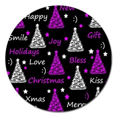 New Year Pattern - Purple Magnet 5  (round) by Valentinaart