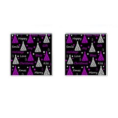 New Year Pattern - Purple Cufflinks (square) by Valentinaart