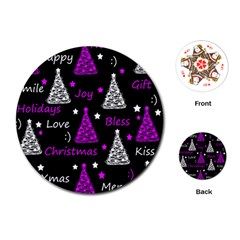 New Year Pattern - Purple Playing Cards (round)  by Valentinaart