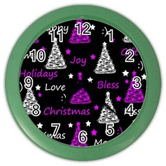 New Year Pattern - Purple Color Wall Clocks by Valentinaart