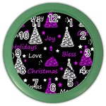 New Year pattern - purple Color Wall Clocks Front