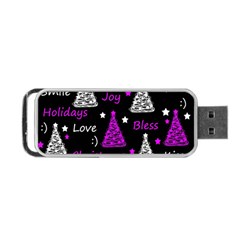 New Year Pattern - Purple Portable Usb Flash (one Side) by Valentinaart