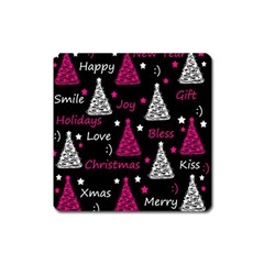 New Year Pattern - Magenta Square Magnet by Valentinaart