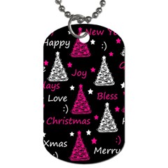 New Year Pattern - Magenta Dog Tag (one Side) by Valentinaart