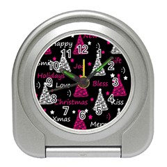 New Year Pattern - Magenta Travel Alarm Clocks by Valentinaart