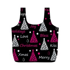 New Year Pattern - Magenta Full Print Recycle Bags (m)  by Valentinaart