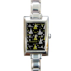 New Year Pattern - Yellow Rectangle Italian Charm Watch by Valentinaart