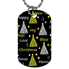 New Year Pattern - Yellow Dog Tag (one Side) by Valentinaart