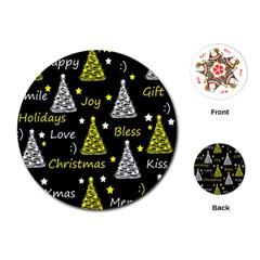 New Year Pattern - Yellow Playing Cards (round)  by Valentinaart