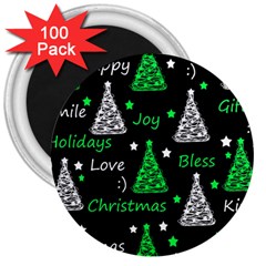 New Year Pattern - Green 3  Magnets (100 Pack) by Valentinaart