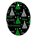 New Year pattern - green Oval Ornament (Two Sides) Back