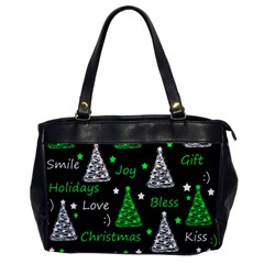 New Year Pattern - Green Office Handbags by Valentinaart