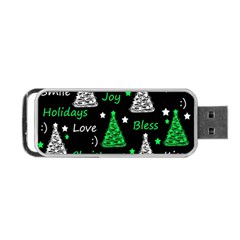 New Year Pattern - Green Portable Usb Flash (two Sides) by Valentinaart