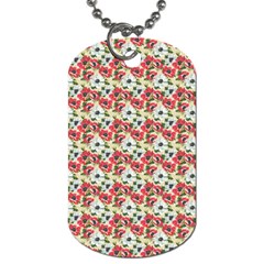 Gorgeous Red Flower Pattern  Dog Tag (two Sides) by Brittlevirginclothing