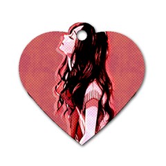 Day Dreaming Anime Girl Dog Tag Heart (two Sides) by Brittlevirginclothing