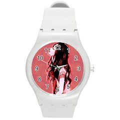 Day Dreaming Anime Girl Round Plastic Sport Watch (m) by Brittlevirginclothing