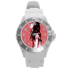 Day Dreaming Anime Girl Round Plastic Sport Watch (l) by Brittlevirginclothing