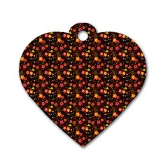 Exotic Colorful Flower Pattern  Dog Tag Heart (one Side) by Brittlevirginclothing