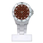 Exotic Colorful Flower Pattern  Plastic Nurses Watch Front