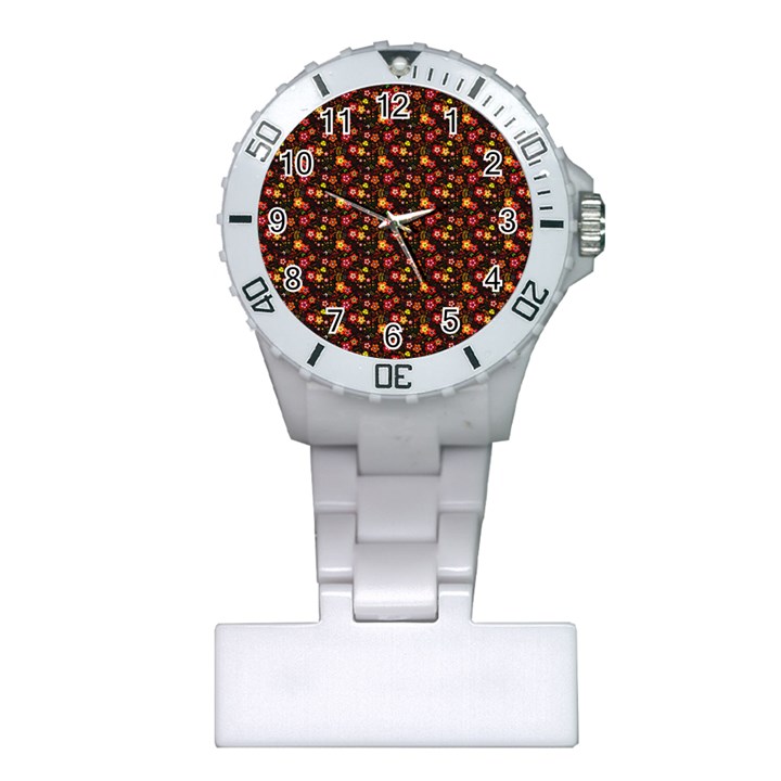 Exotic Colorful Flower Pattern  Plastic Nurses Watch