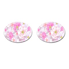 Cute Pink Flower Pattern  Cufflinks (oval) by Brittlevirginclothing